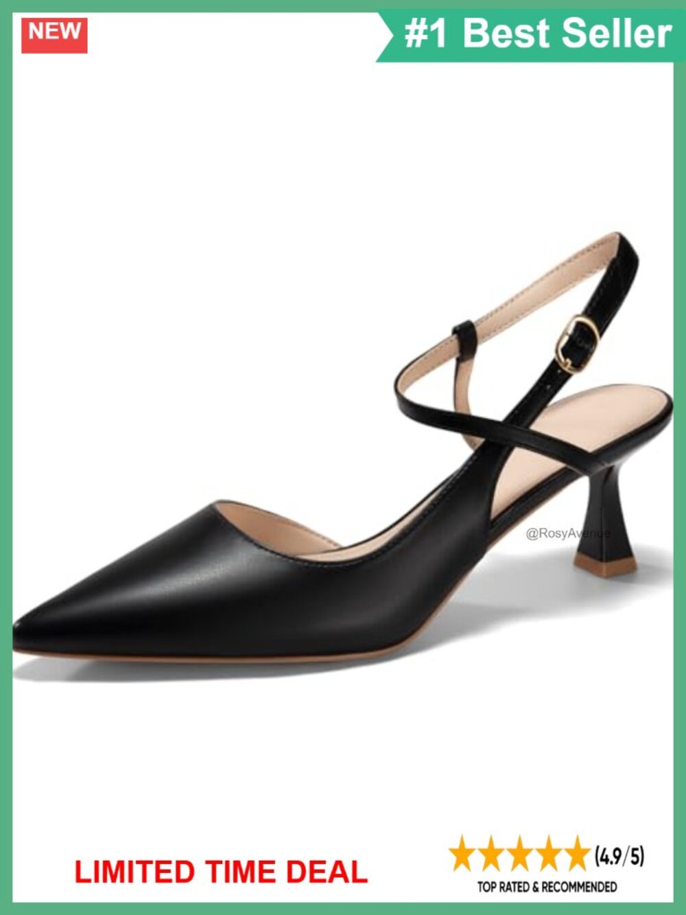 Kitten Heel Slingback Pumps Closed Pointed Toe Dress Shoes